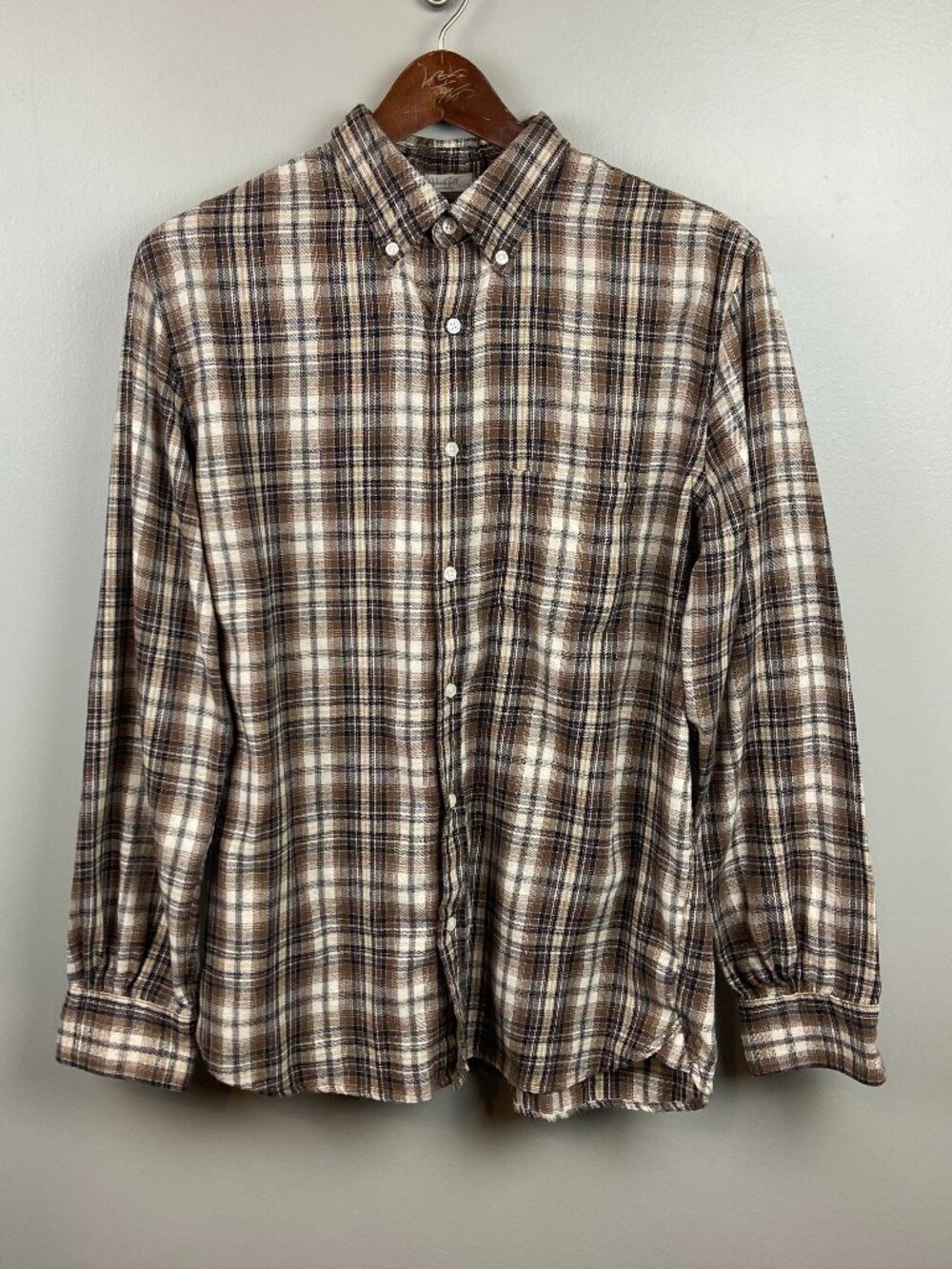 John Galt Brandy Melville Oversized Brown Plaid Flannel Shirt One Size Fits All